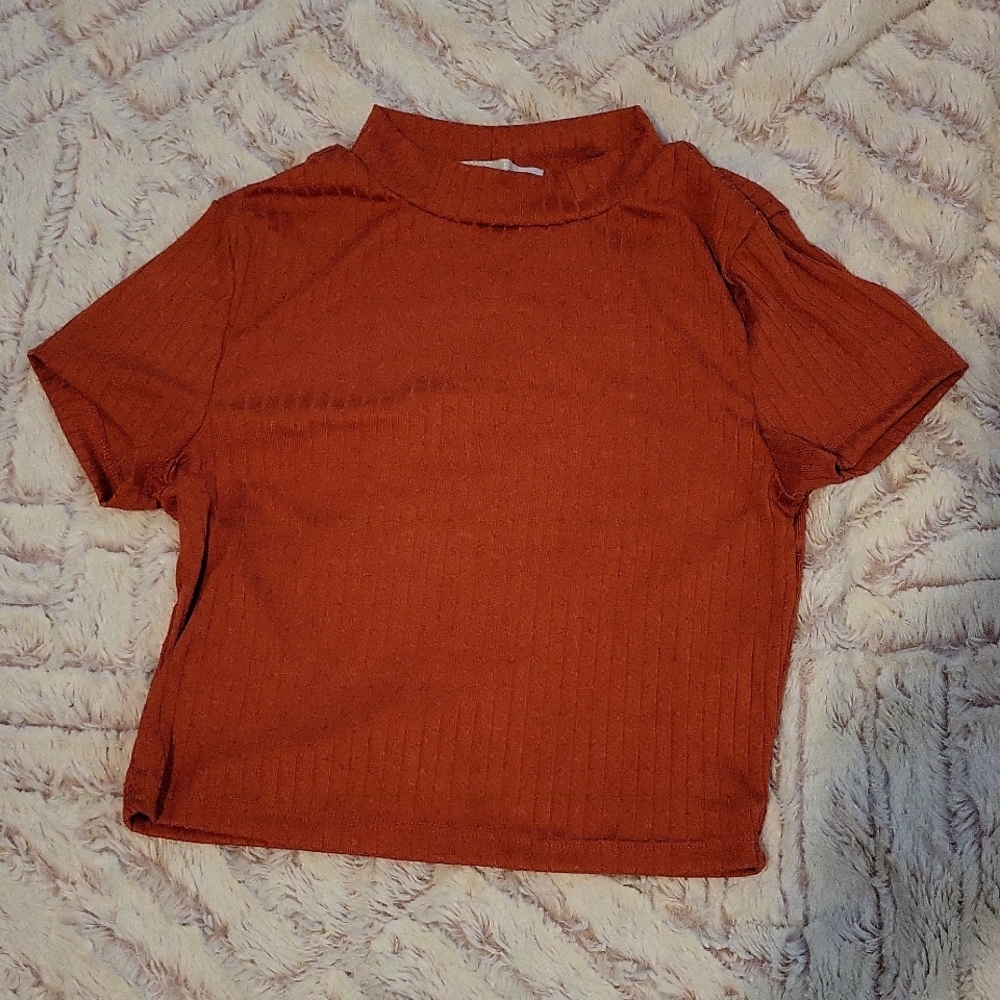 Burnt Orange half placket turtle neck